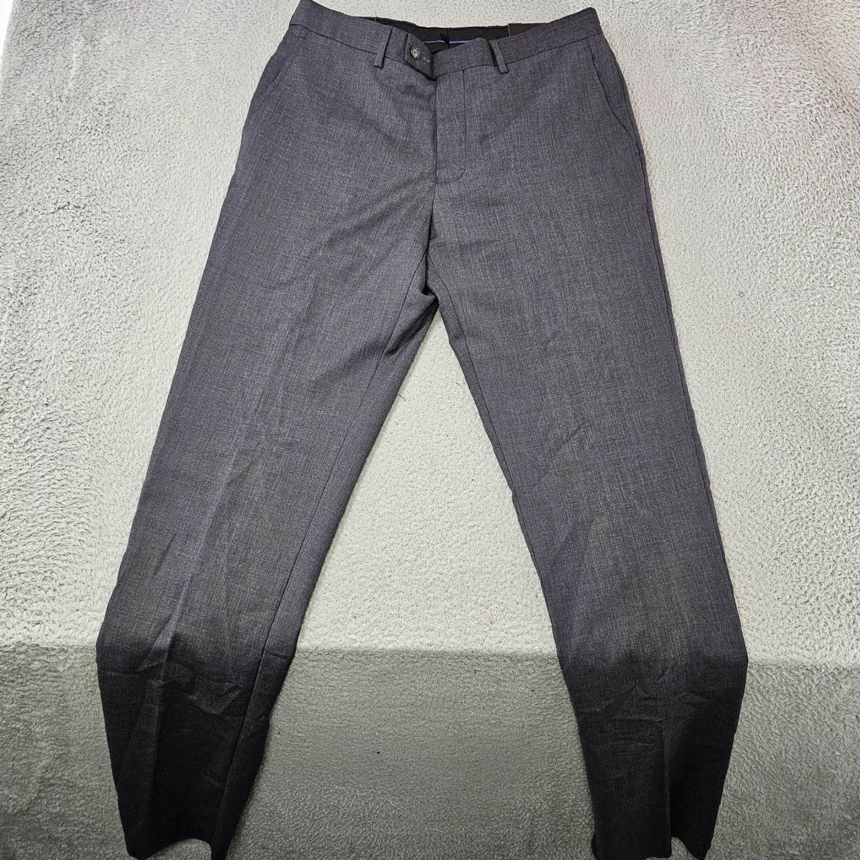 Vintage Bachrach Pants Mens 33 Gray Wool Dress Slacks Flat Front Lined Unhemmed 100% Wool - Regular, Zip Closure, Pockets, Belt Loops, Charcoal Size US 33 - 2 Thumbnail