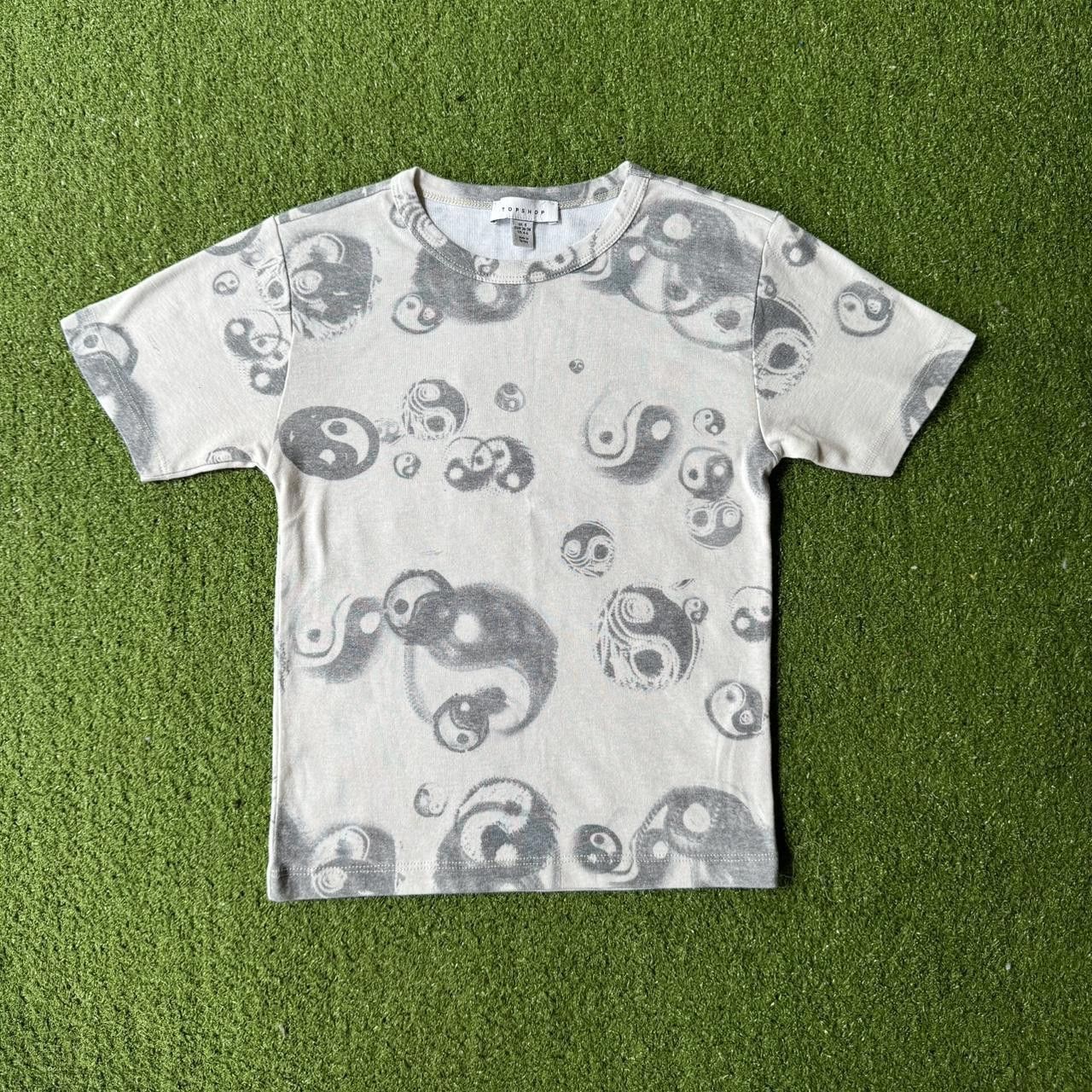 Topshop Topshop Women's White and Grey Tshirt Size S / US 4 / IT 40 - 1 Thumbnail