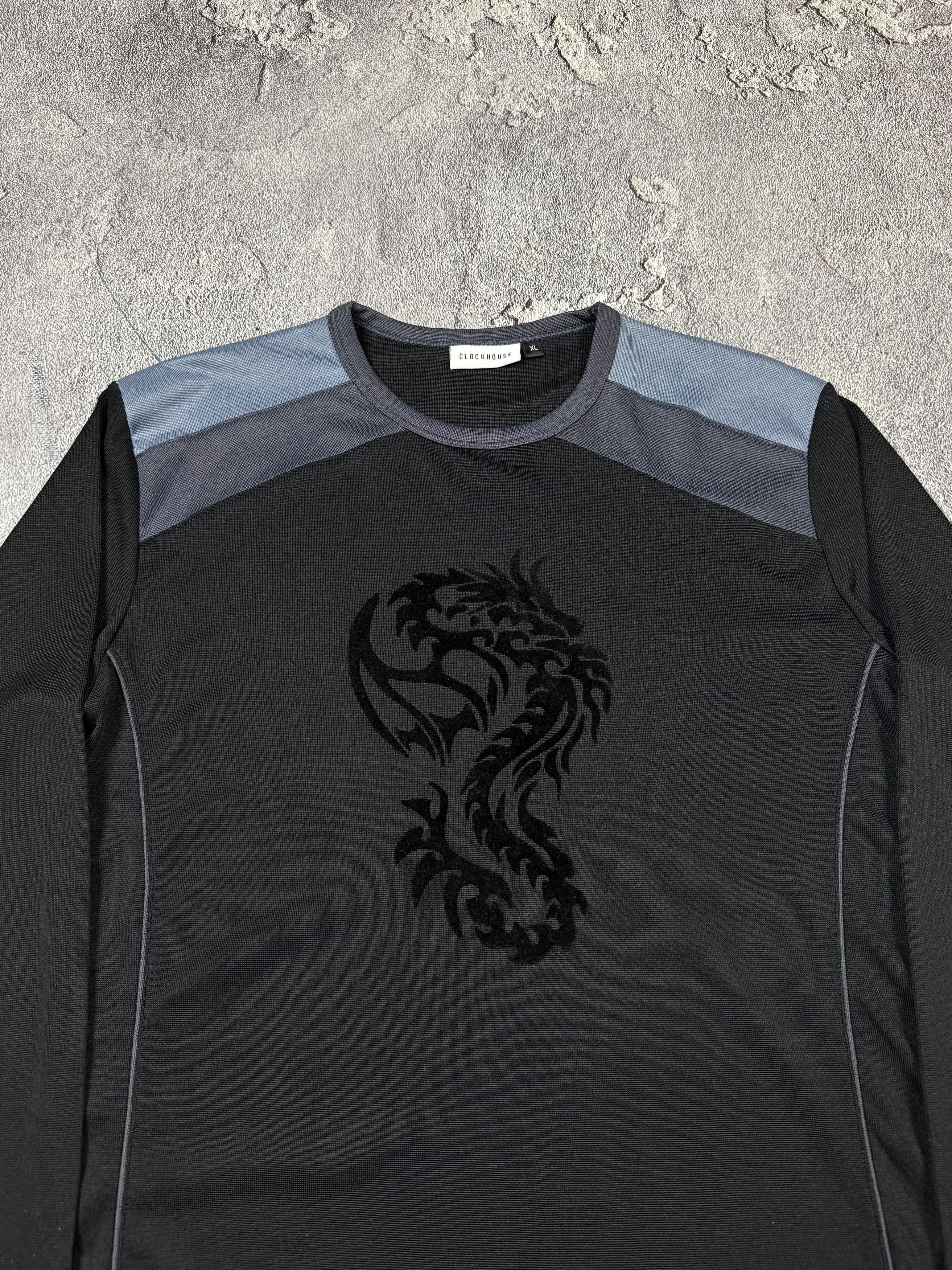 If Six Was Nine Y2K Gothic Dragon Trible 2000s Longsleeve Size US M / EU 48-50 / 2 - 3 Thumbnail