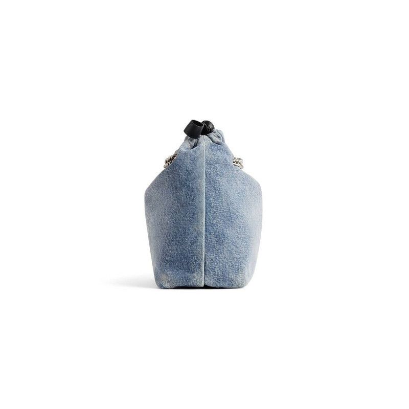 Balenciaga o1tr1nto0526 Size: OS / Crush Small Tote Bag Denim in Blue Size ONE SIZE - 3 Thumbnail