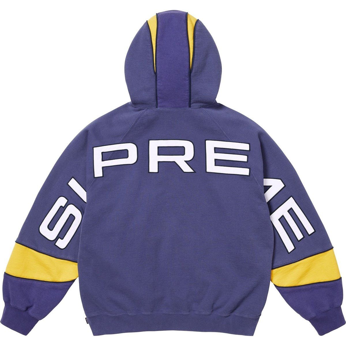 Supreme Paneled Hooded Fleece Sweatshirt Washed Navy Size US XL / EU 56 / 4 - 3 Thumbnail