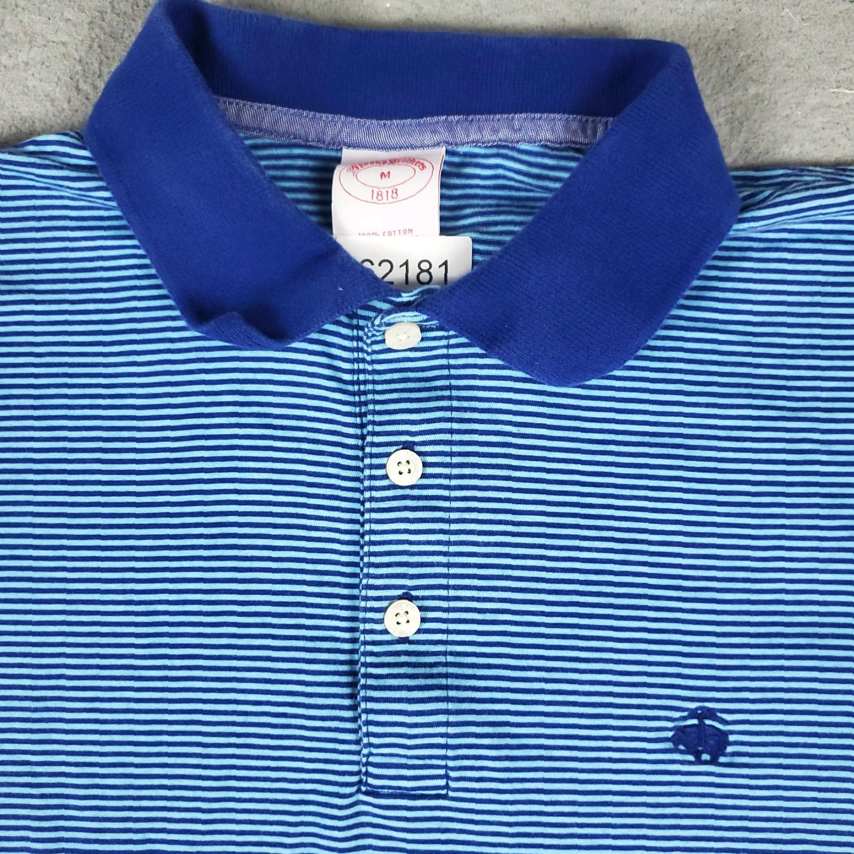 Brooks Brothers VINTAGE Brooks Brothers Polo Shirt Mens Medium Blue Striped 1818 Cotton Embroidered Logo 346 Classic Preppy Mens Size US M / EU 48-50 / 2 - 2 Thumbnail
