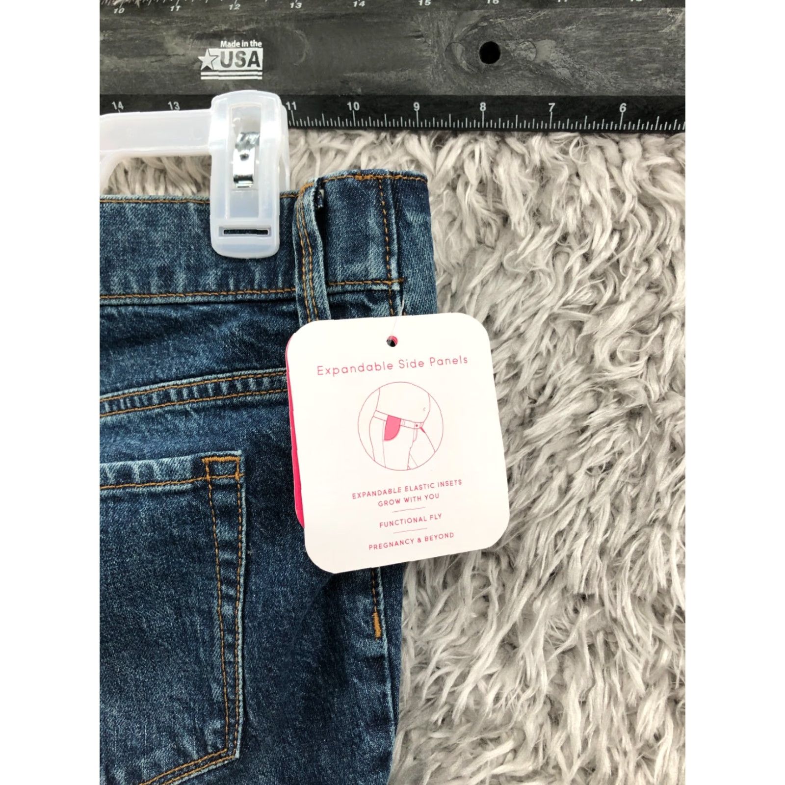 Denime Ingrid & Isabel Maternity Denim Blue Jeans Mid Rise Dark Wash 5-Pocket 28" Waist Short Womens Size 6 Size 28" / US 6 / IT 42 - 5 Thumbnail