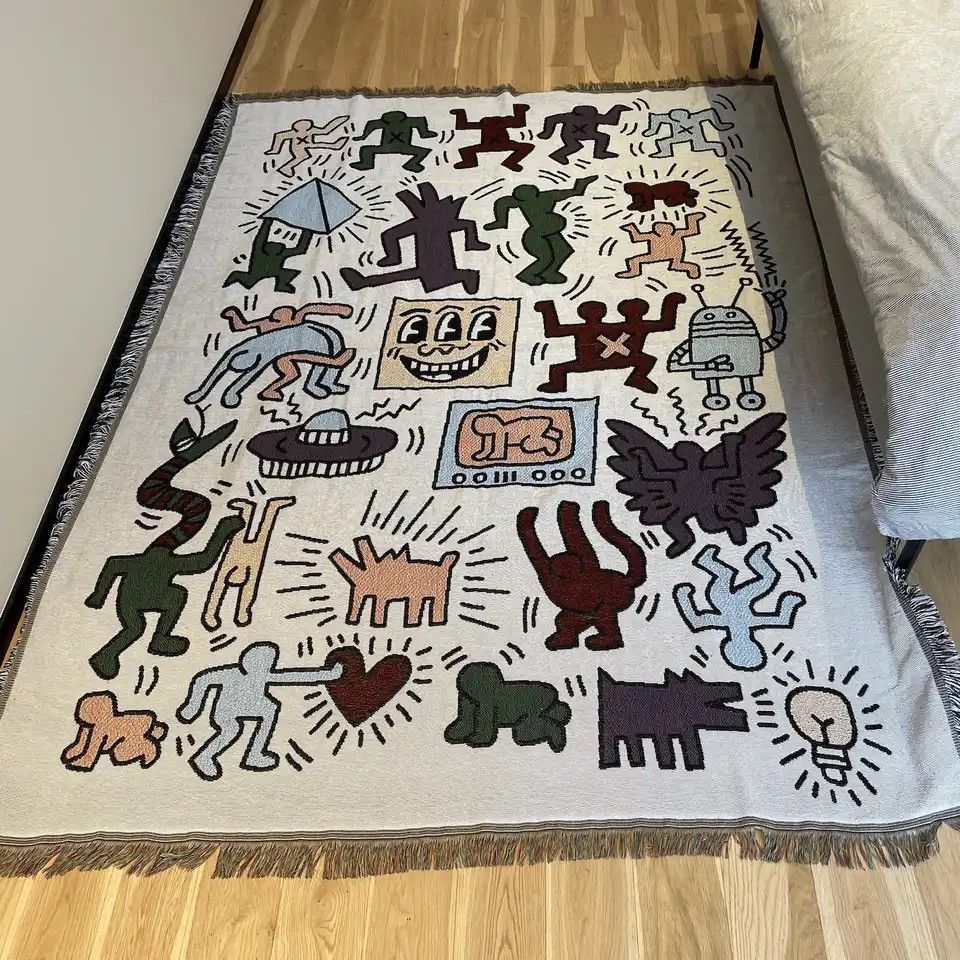 Japanese Brand × Vintage Textile City Ins Jigsaw Puzzle Throw Blanket 90x90cm Size ONE SIZE - 5 Thumbnail