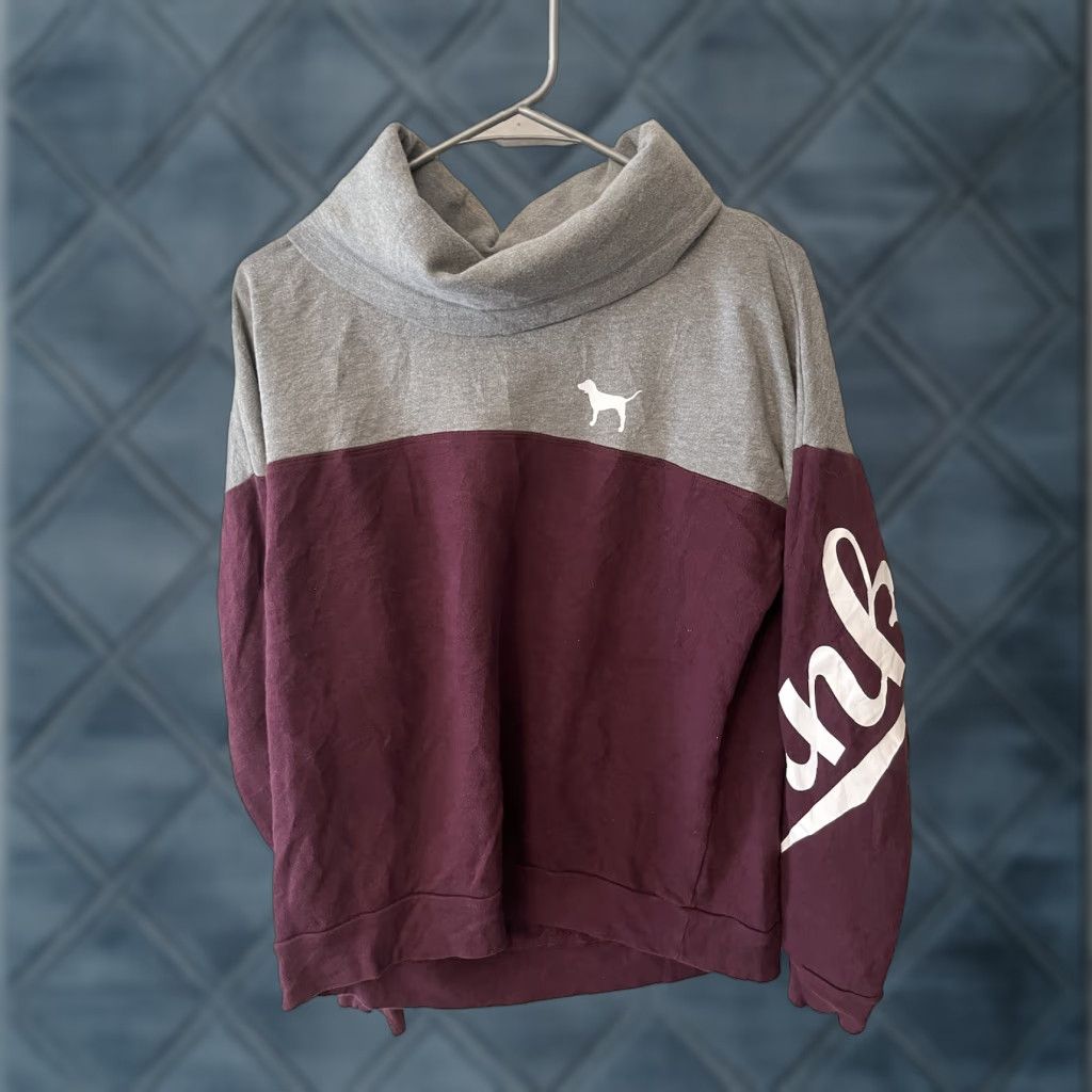 Victoria's Secret Victoria's Secret PINK Hoodie Womens Maroon Heather Cowl Neck Pullover Size S Long Sleeve Logo Size S / US 4 / IT 40 - 1 Thumbnail
