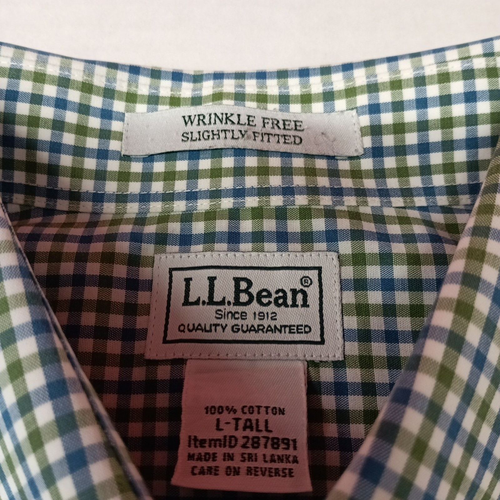 L.L. Bean LL Bean Men's Size LT Green Check Shirt Wrinkle Free Size US L / EU 52-54 / 3 - 4 Thumbnail