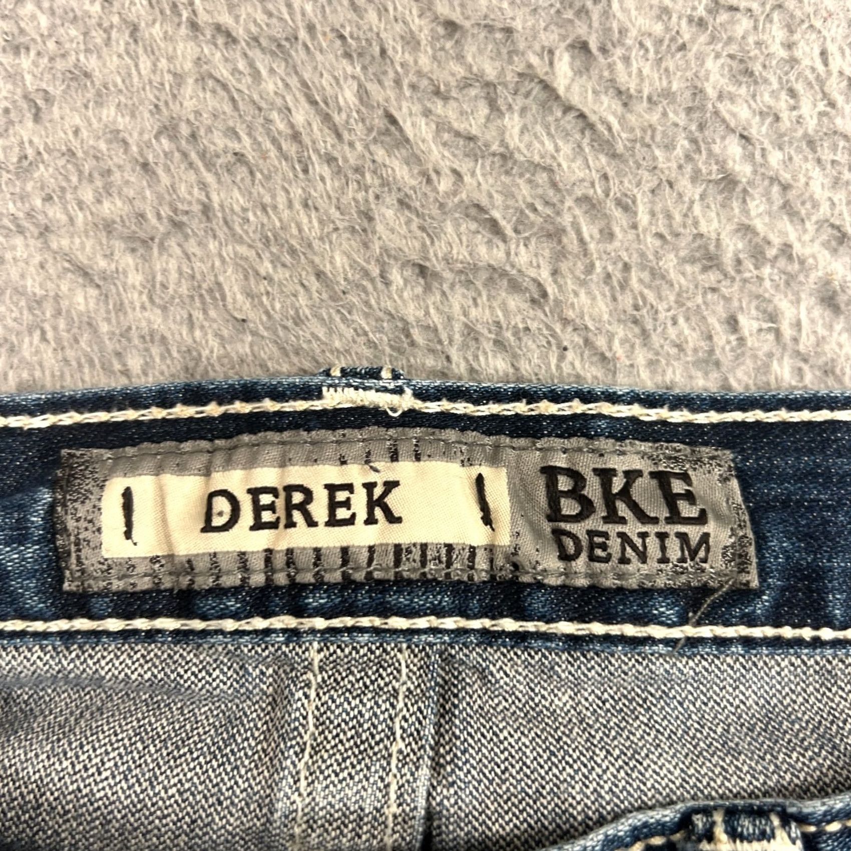 Vintage BKE Buckle Derek Jeans Mens 33 L Mid Rise Whiskered Distressed Y2K Wash Denim Size US 33 - 6 Thumbnail