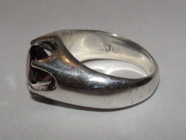 Designer Men's Sterling Silver Red Garnet Pinky Ring Alberto Juan Size ONE SIZE - 2 Thumbnail