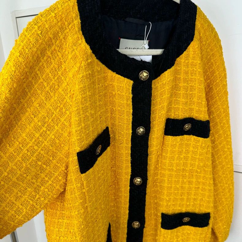 Gucci Gucci Size 38 Yellow knitting small fragrance style jacket Size US XXS / EU 40 - 6 Thumbnail