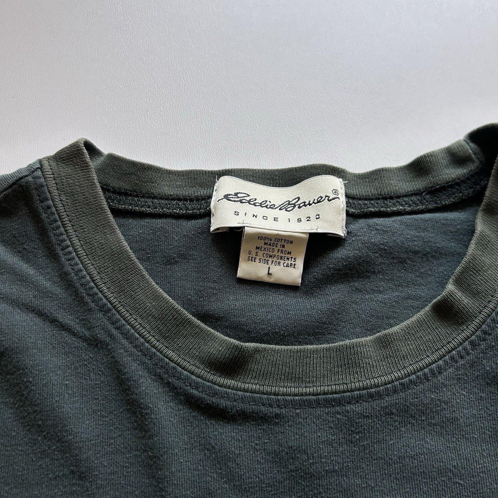 Eddie Bauer Vintage Y2K Eddie Bauer T Shirt Large Green Blank Faded Rare Size US L / EU 52-54 / 3 - 3 Thumbnail