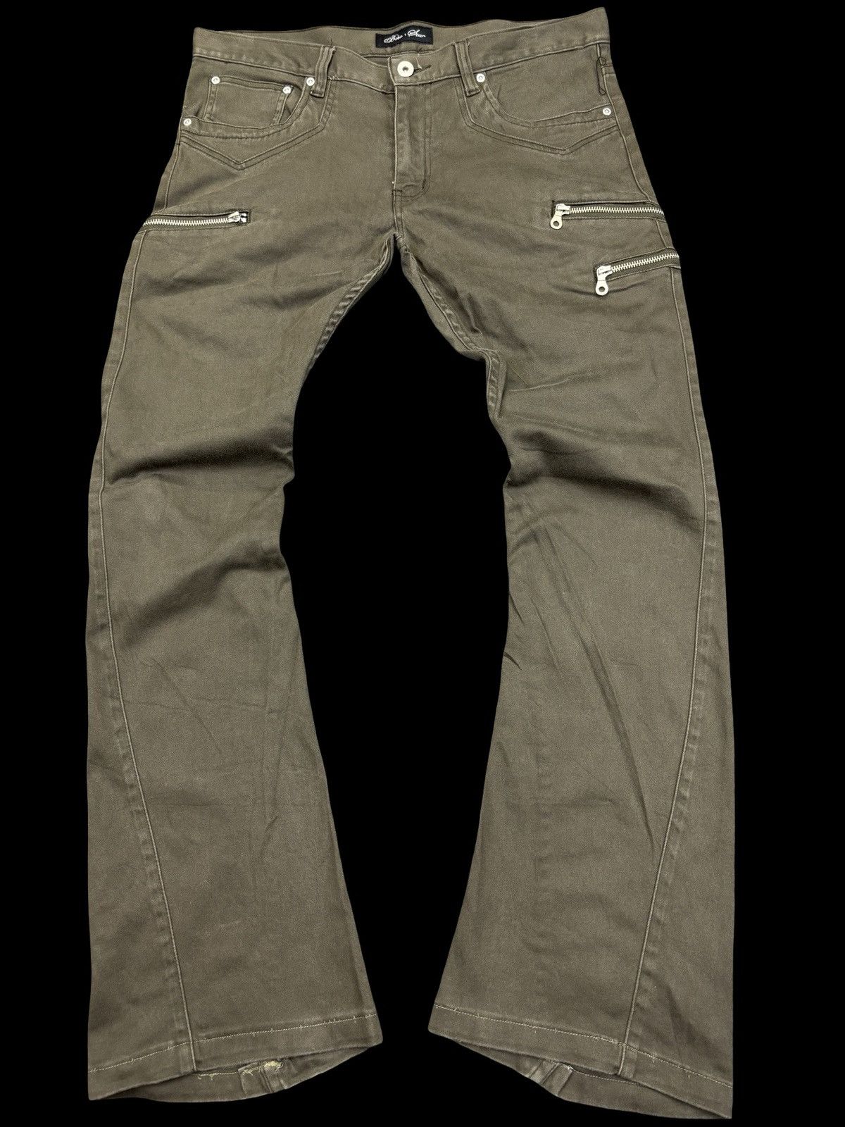Japanese Brand 💥Curved SuperFlare 💥Bike Star Zipper Style Pant F895 Size US 35 - 1 Thumbnail