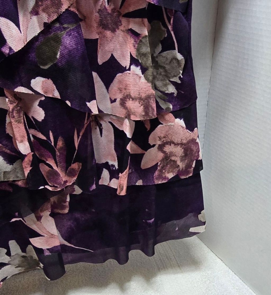 LIEBESKIND BERLIN Women's LEEBE Purple Floral Ruffle Short Sleeve Tee Size L Size L / US 10 / IT 46 - 5 Thumbnail