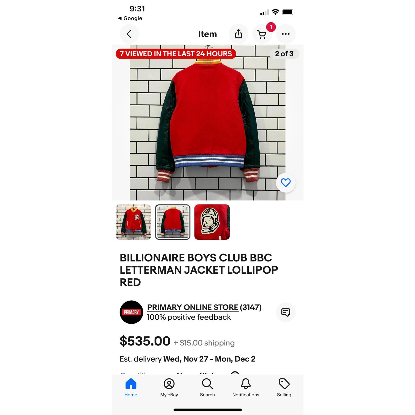 Billionaire Boys Club BILLIONAIRE BOYS CLUB BBC LETTERMAN JACKET LOLLIPOP RED, C10 Size US XL / EU 56 / 4 - 8 Thumbnail