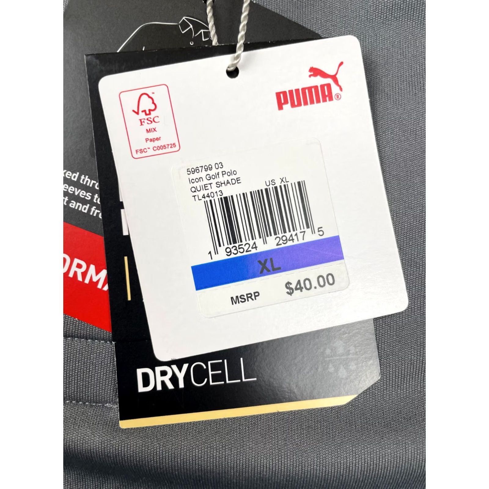 Puma PUMA Golf Polo Shirt Mens L Drycell Relaxed Performance Fit Gray Solid Logo Short Sleeve Collared Button Chest 48 in NWT Size US L / EU 52-54 / 3 - 6 Thumbnail