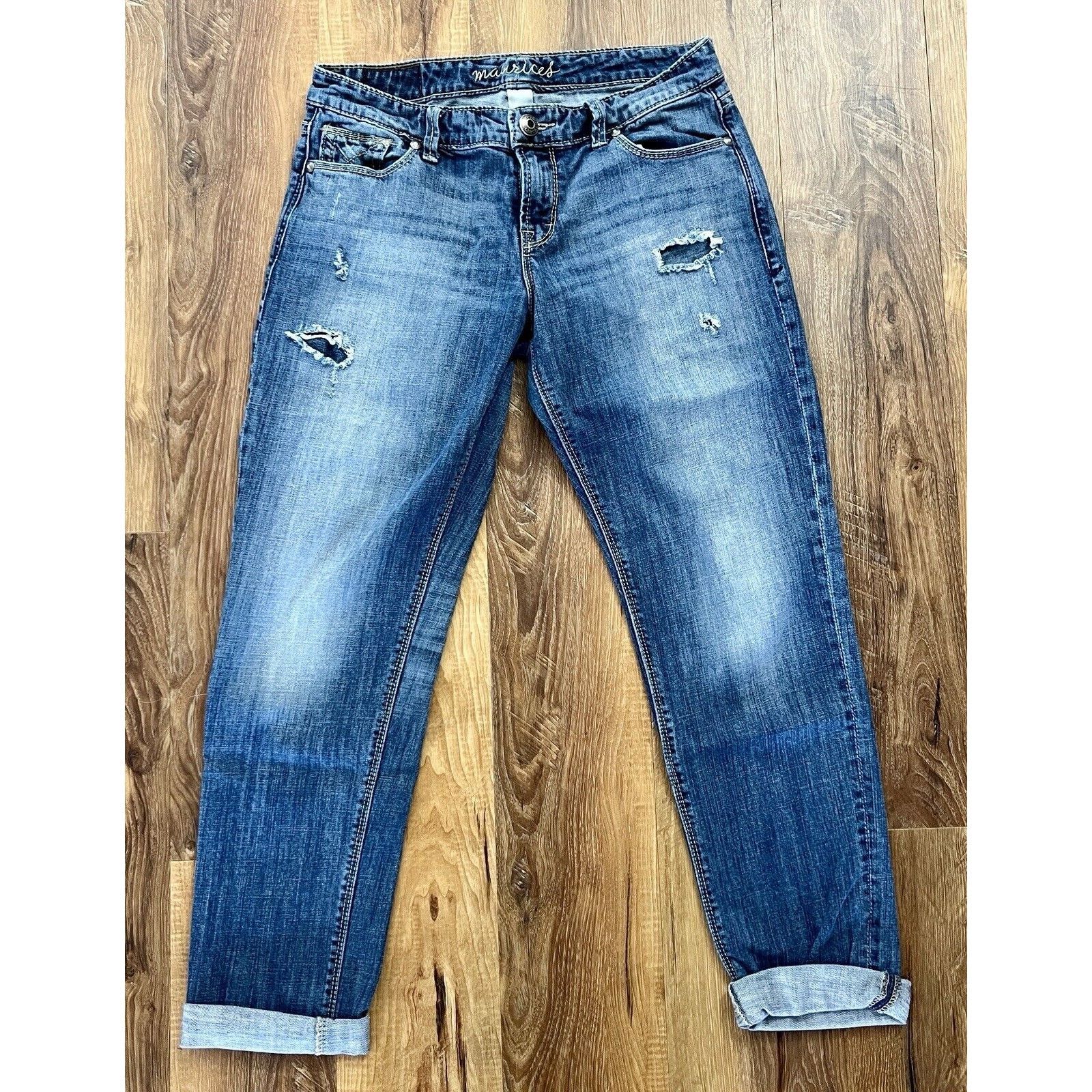 Other Womens Juniors Maurices Distressed Blue Jeans Size 9/10 Size 30" / US 8 / IT 44 - 2 Thumbnail