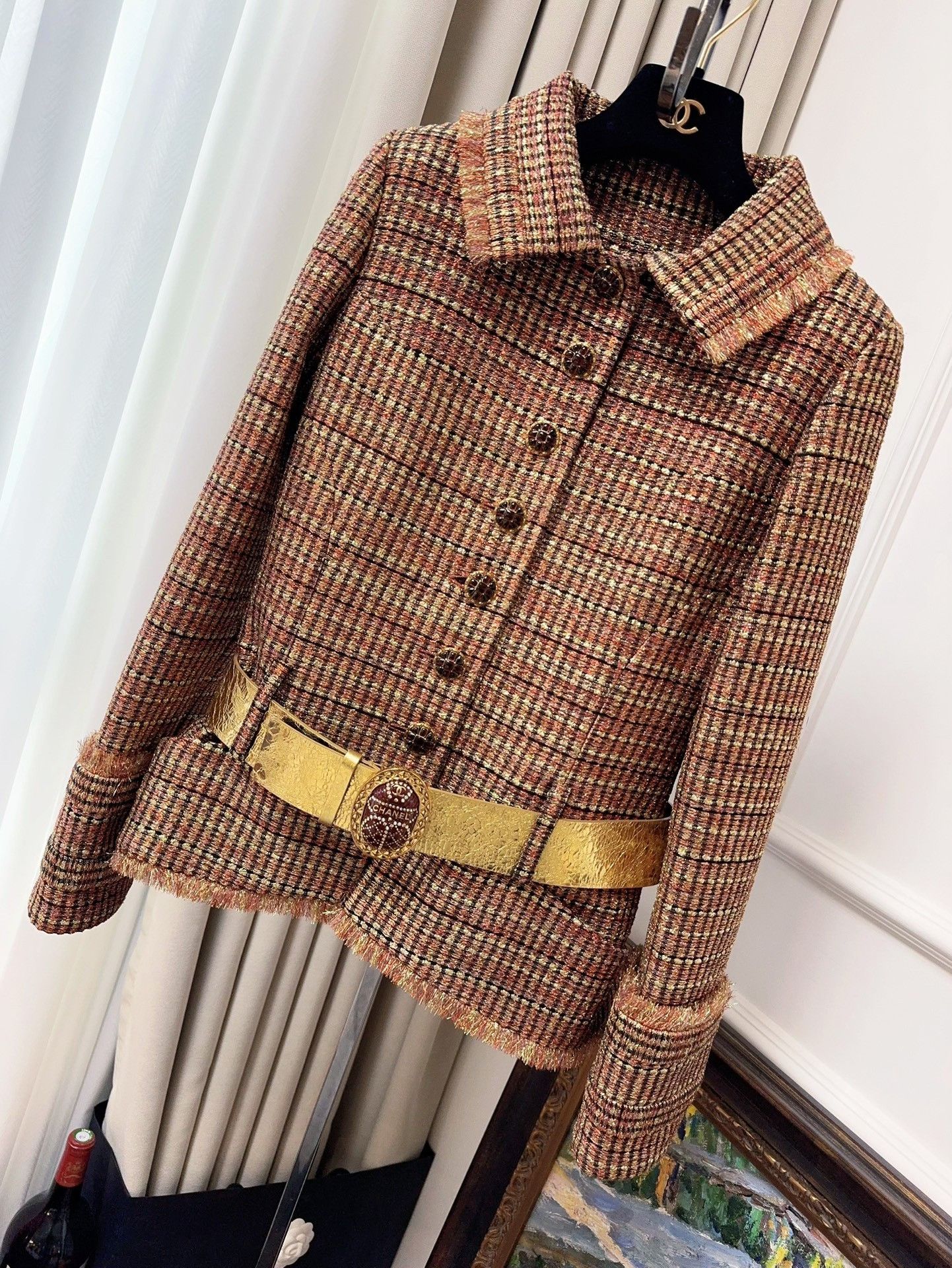 Chanel Chanel 19A Egyptian Fringe Gold Thread Coat Size XS / US 0-2 / IT 36-38 - 1 Thumbnail