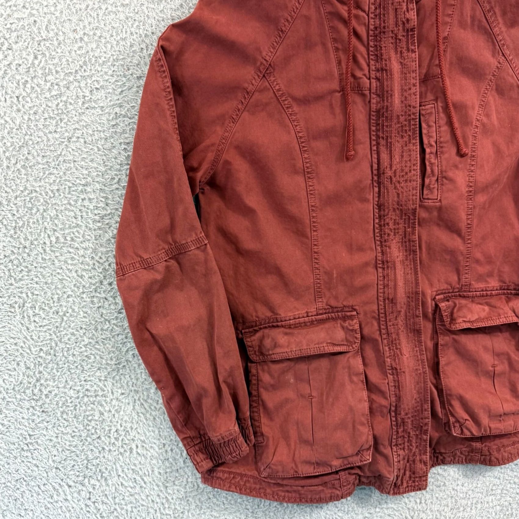 American Eagle Outfitters VINTAGE American Eagle Jacket Womens Medium Red Cargo Utility Military Hooded Zip Y2K Size M / US 6-8 / IT 42-44 - 4 Thumbnail