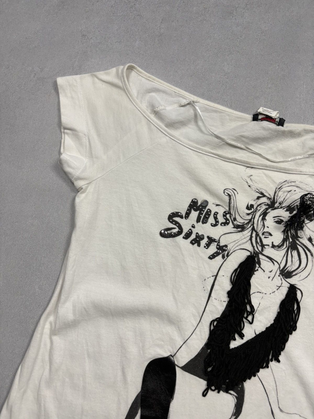 Miss Sixty Miss Sixty Graphic Fringe T-Shirt Y2K Studded Print 2000s M Size M / US 6-8 / IT 42-44 - 3 Thumbnail
