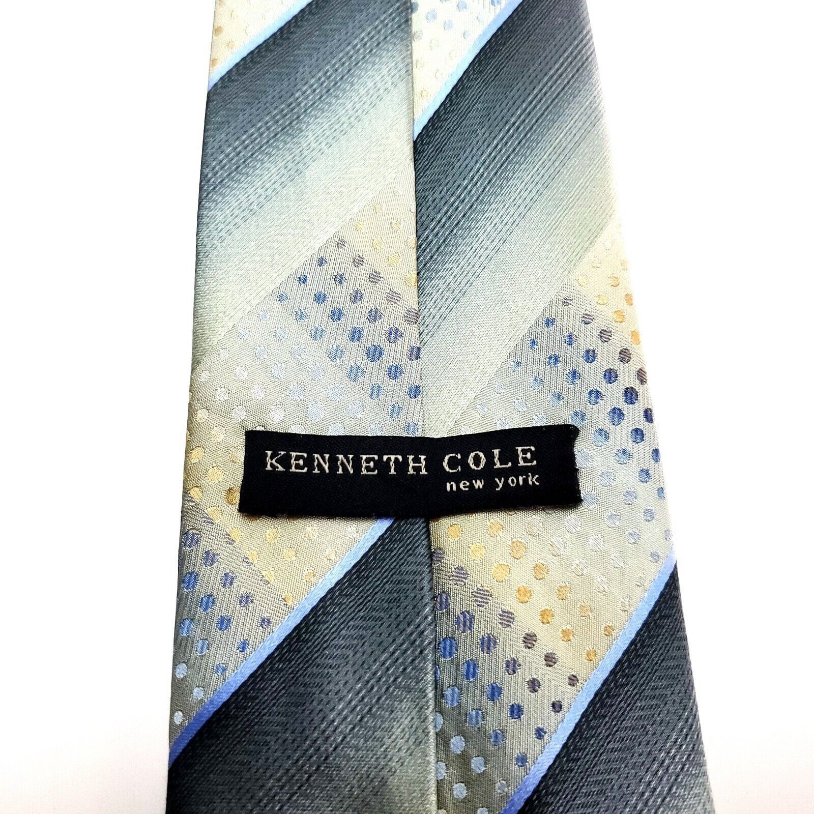 Kenneth Cole Kenneth Cole New York Silk Tie Blue Yellow Wide Woven Abstra Size ONE SIZE - 3 Thumbnail