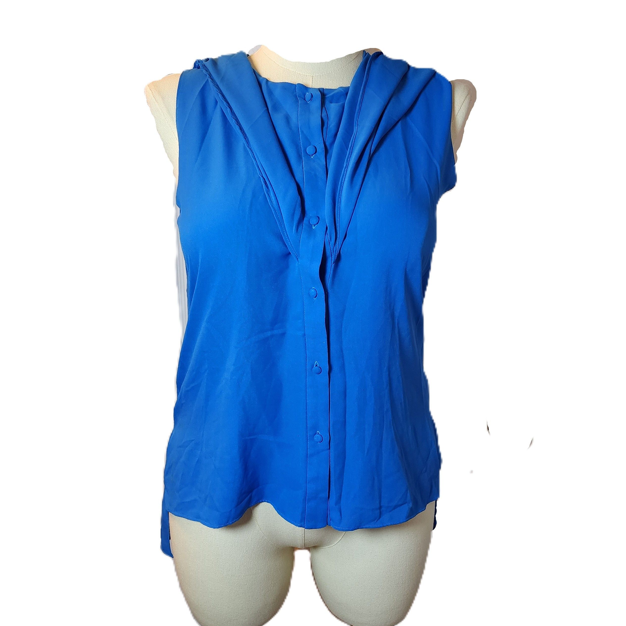 Prabal Gurung Blue Asymmetrical Button Down Blouse Draped Sleeve Size M / US 6-8 / IT 42-44 - 5 Thumbnail