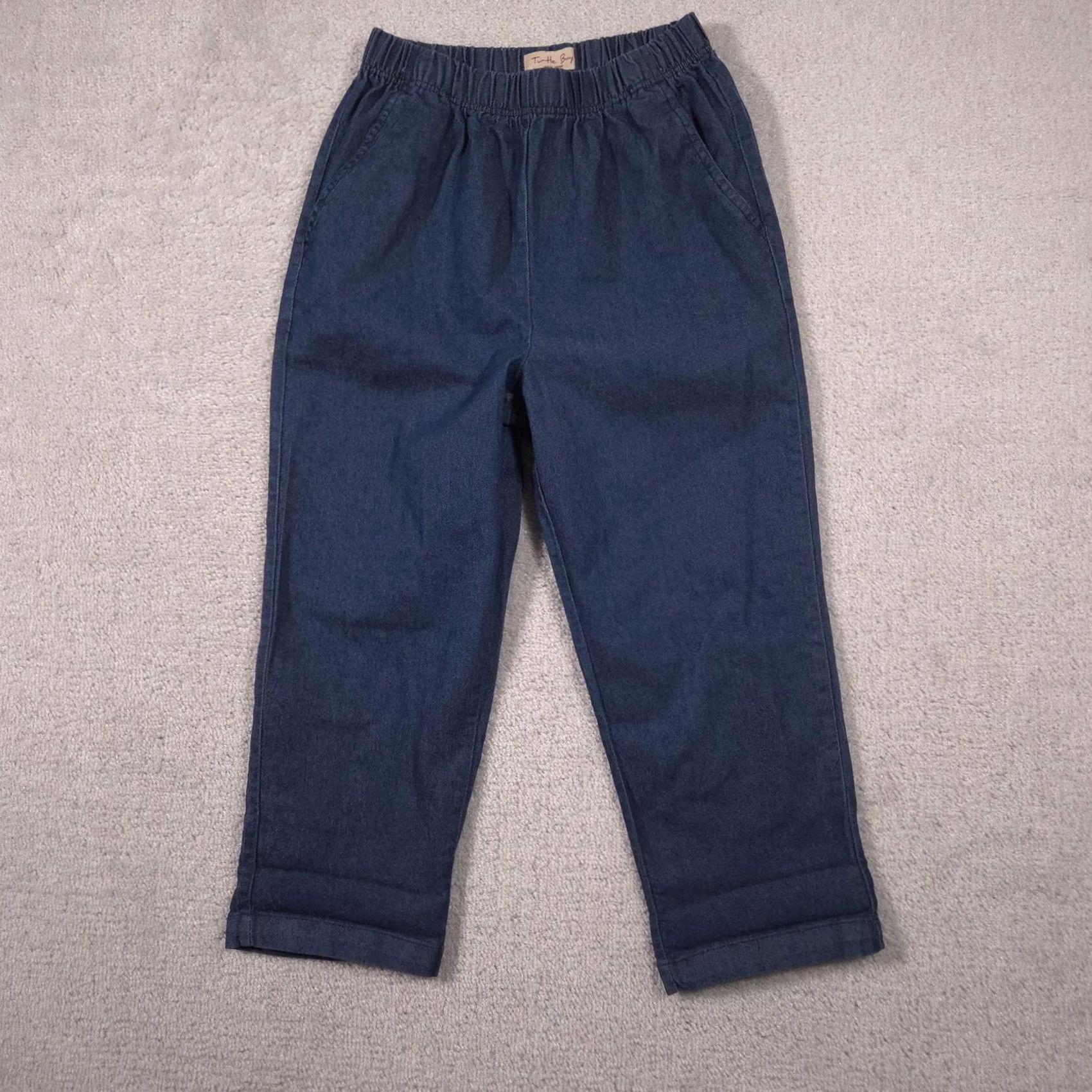 Denime Turtle Bay Jeans Womens Small Denim Elastic Waist Pull On Capri Capri Jeans Casual Pants (S) Blue Denim Pull On Relaxed Straight 20in Inseam Womens Size 28" / US 6 / IT 42 - 2 Thumbnail