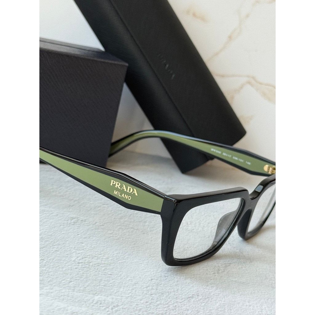 Prada NEW Prada PR D05V Black Green Rectangular Eyeglasses Frames Size ONE SIZE - 6 Thumbnail