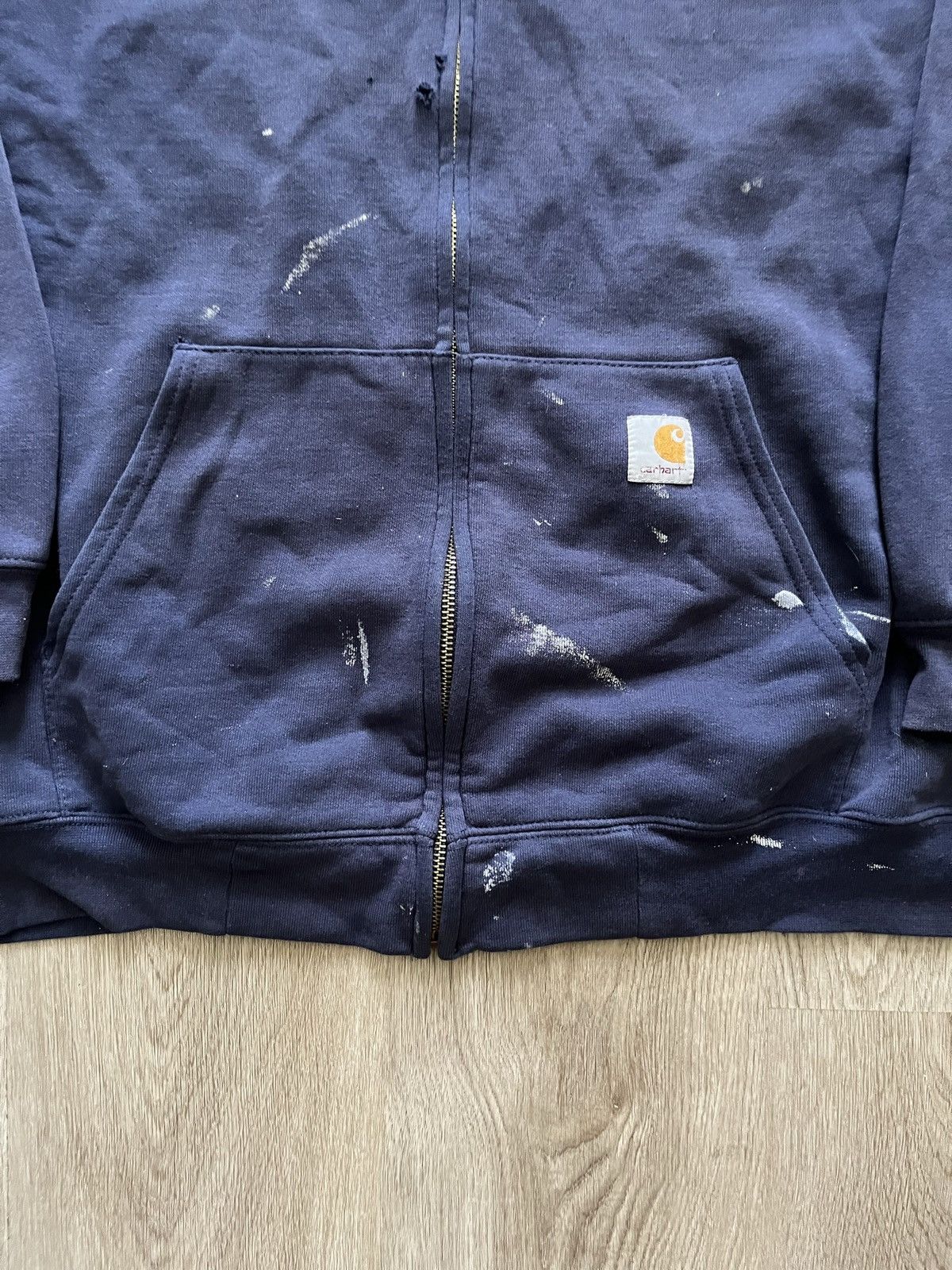 Carhartt Vintage Worn In Navy Blue Carhartt Zip Up Hoodie Size US XXL / EU 58 / 5 - 3 Thumbnail