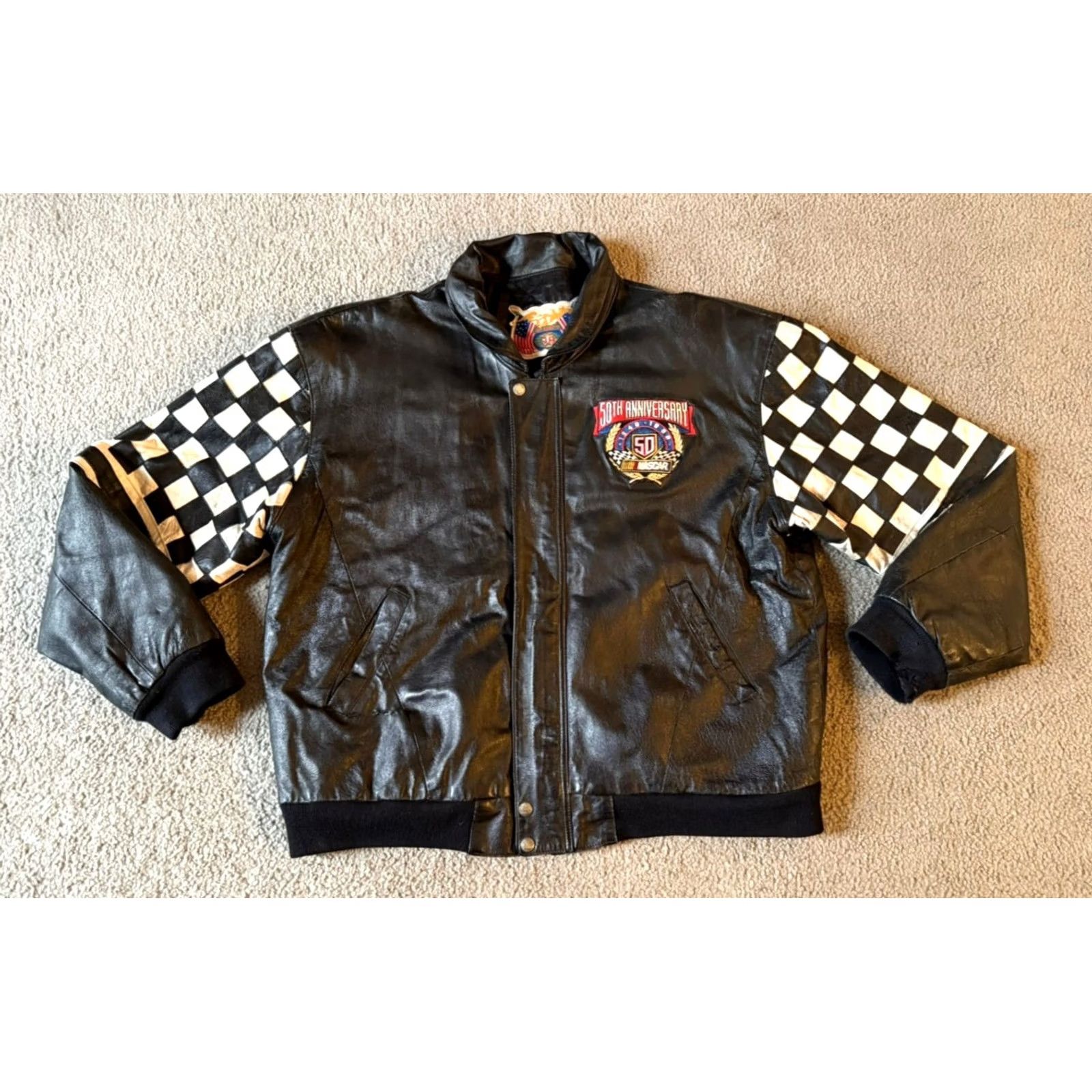 Hamilton VTG Jeff Hamilton Distressed NASCAR 50th Anniversary Leather Jacket - XXL Size US XXL / EU 58 / 5 - 2 Thumbnail