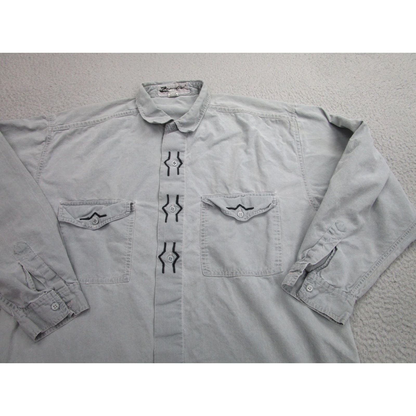 Vintage VINTAGE Zeppelin Shirt Button-Up Mens Medium Gray Long Sleeve Embroidered Western Casual Size US M / EU 48-50 / 2 - 2 Thumbnail
