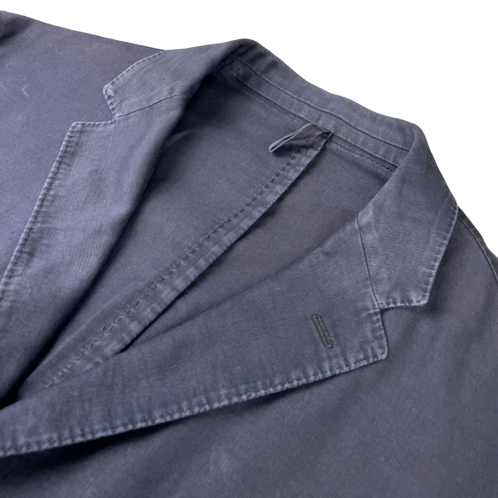 Vintage Michele Negri Men’s 2 Piece Suit Navy Blue 44R 42x28 Cotton Chino Flat Front Double-Vented Notch Lapel 3-Button Jacket Short Size 44R - 2 Thumbnail