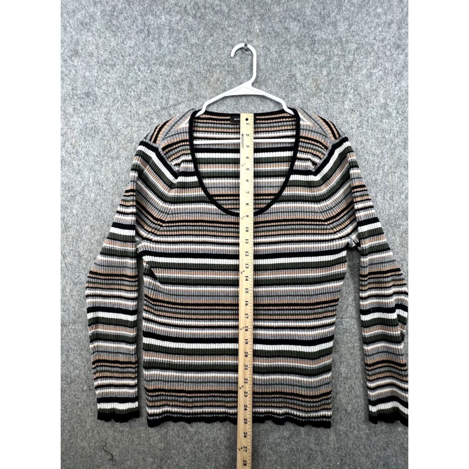 Banana Republic Banana Republic Women’s Top Long Sleeve Ribbed Stripe Scoopneck Knit Casual 2XL Multicolor Size XXL / US 16-18 / IT 52-54 - 3 Thumbnail