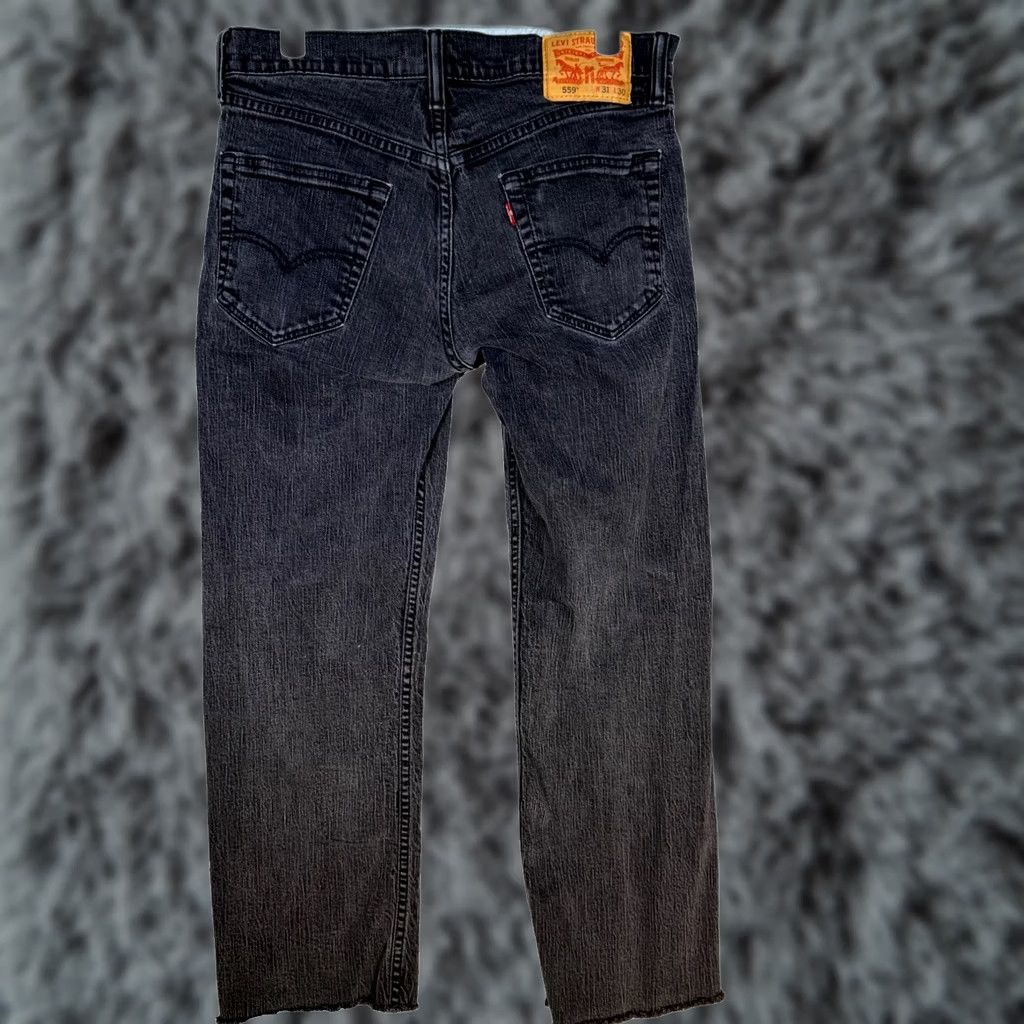 Levi's Levi's 559 Jeans Mens 31x30 Black Denim Relaxed Straight Mid Rise Stretch Jeans Size US 31 - 1 Thumbnail