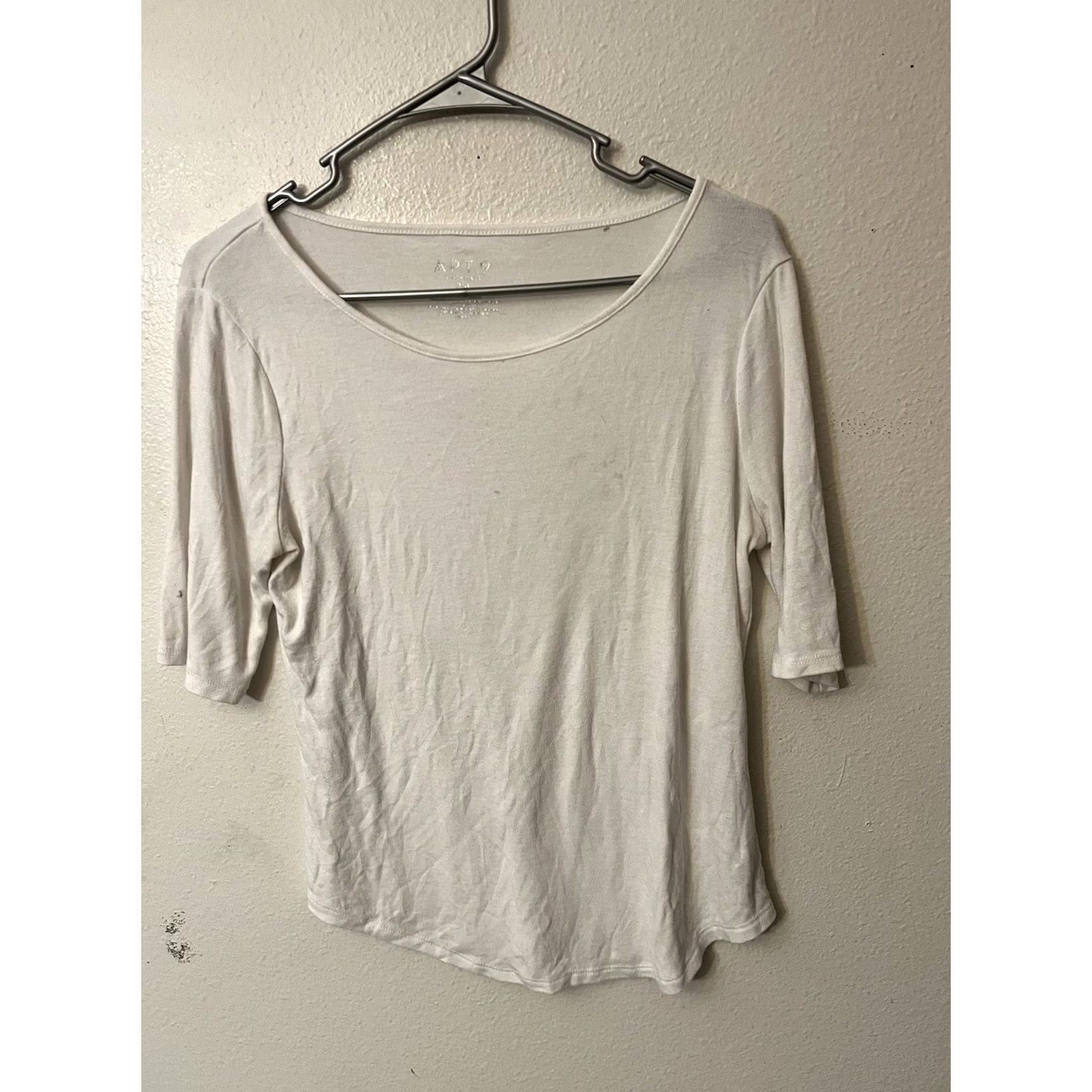 Apt. 9 APT. 9 Shirt Womens PM White Modern Essentials V Neck Short Sleeve Stretch Top Size M / US 6-8 / IT 42-44 - 2 Thumbnail