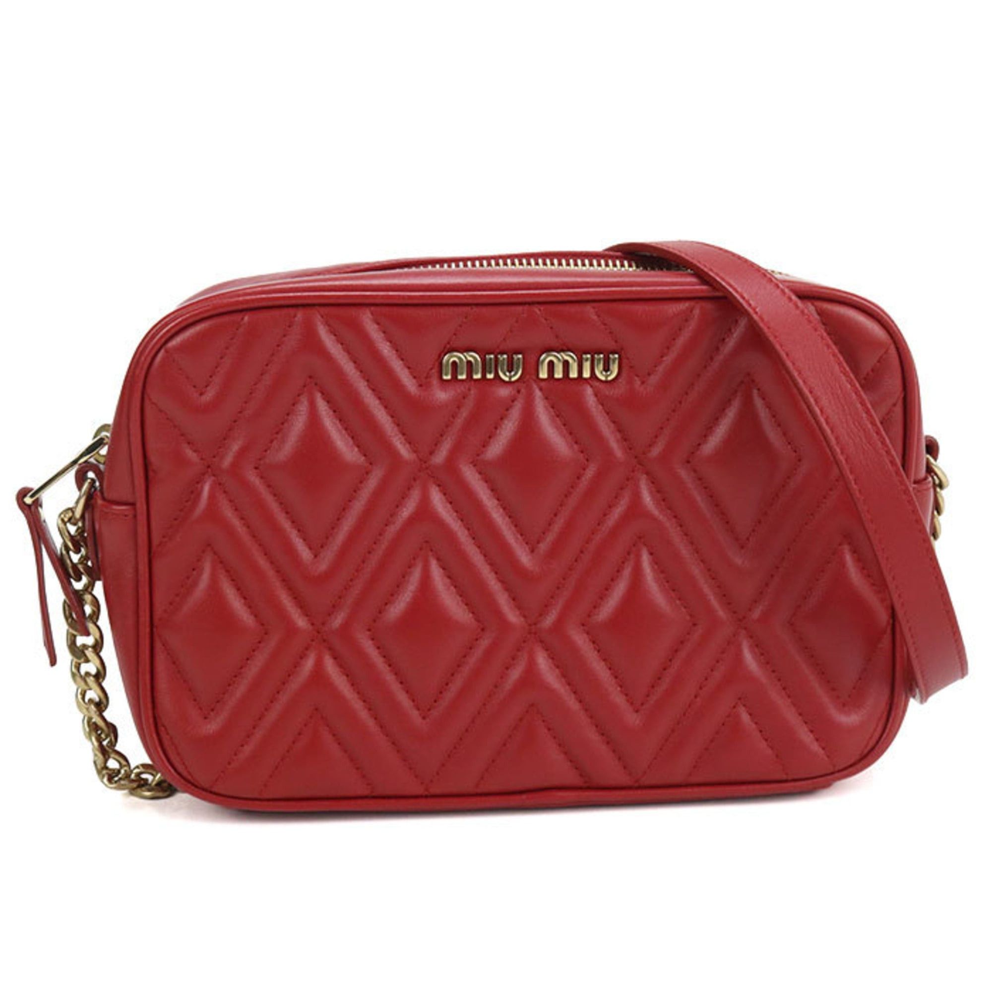 Miu Miu Miu Miu MIU Outlet Crossbody Shoulder Bag with Chain, Women's, Red Size ONE SIZE - 1 Thumbnail