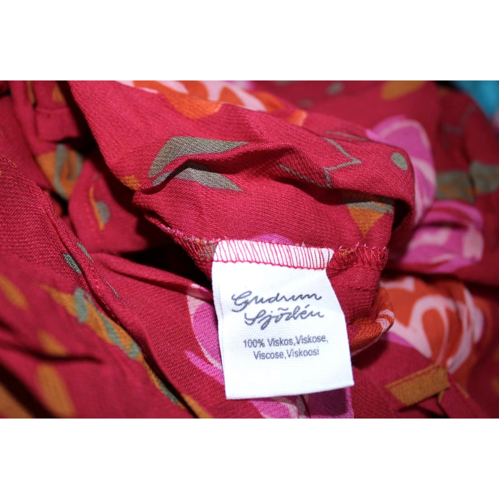Vintage Gudrun Sjoden Dress Womens L/XL A-Line Midi Red Visco​se Shirt? Size L / US 10 / IT 46 - 7 Thumbnail