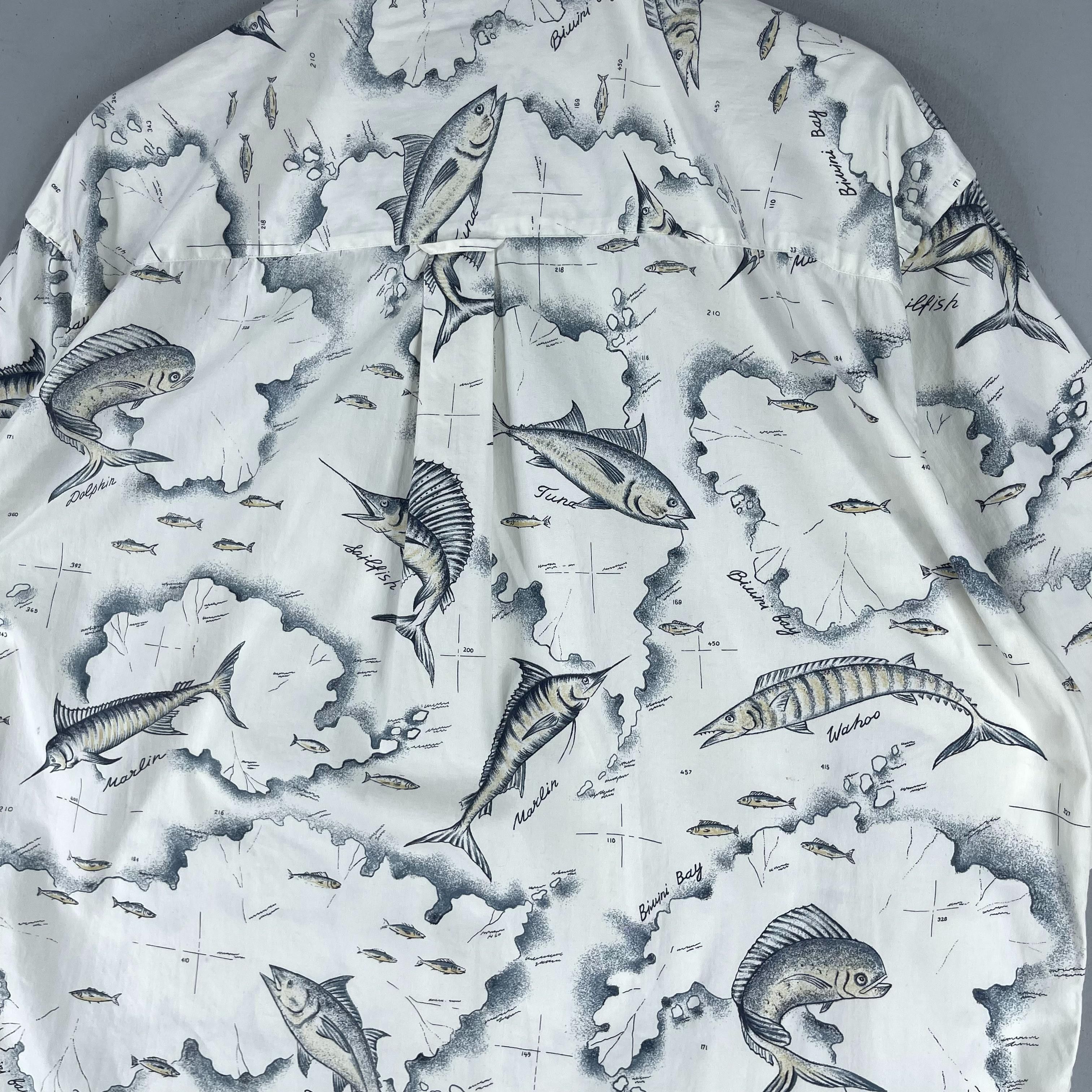 Other Vintage Y2K Hawaiian Deep Ocean Fish Printed Shirt Button Up Size US XL / EU 56 / 4 - 11 Thumbnail