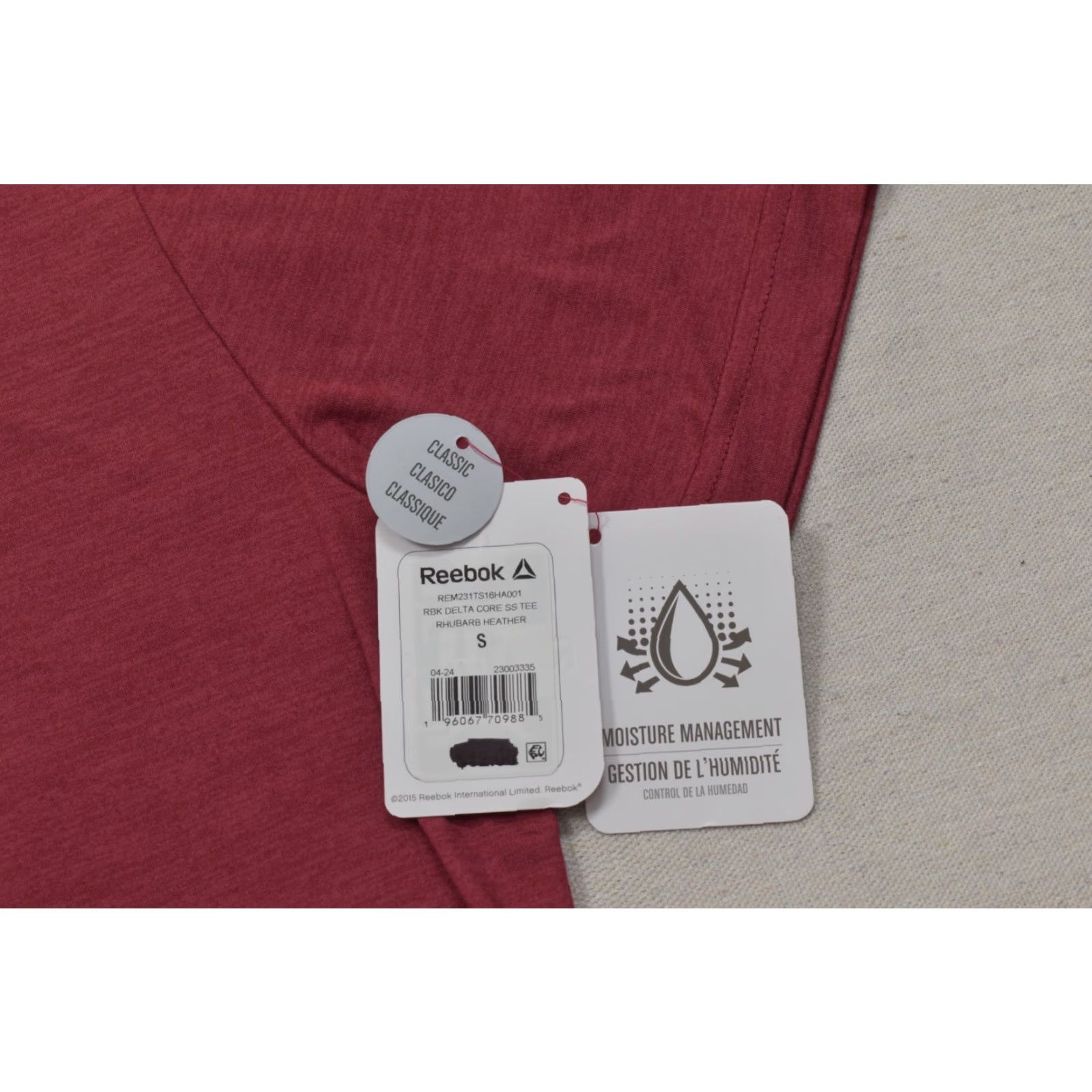 Reebok Reebok Men Delta Core SS Tee Shirt Rhubarb Heather Small Regular Crew Neck Performance Shirt Size S Men’s Shirts Size US S / EU 44-46 / 1 - 7 Thumbnail
