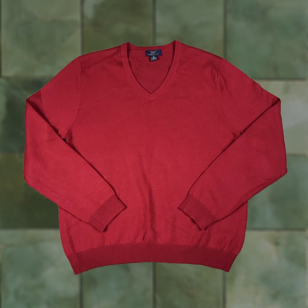 Brooks Brothers Brooks Brothers Sweater Men V-Neck Red Merino Wool 346 Stretch Fit M Regular Lightweight Pullover Size US M / EU 48-50 / 2 - 1 Thumbnail