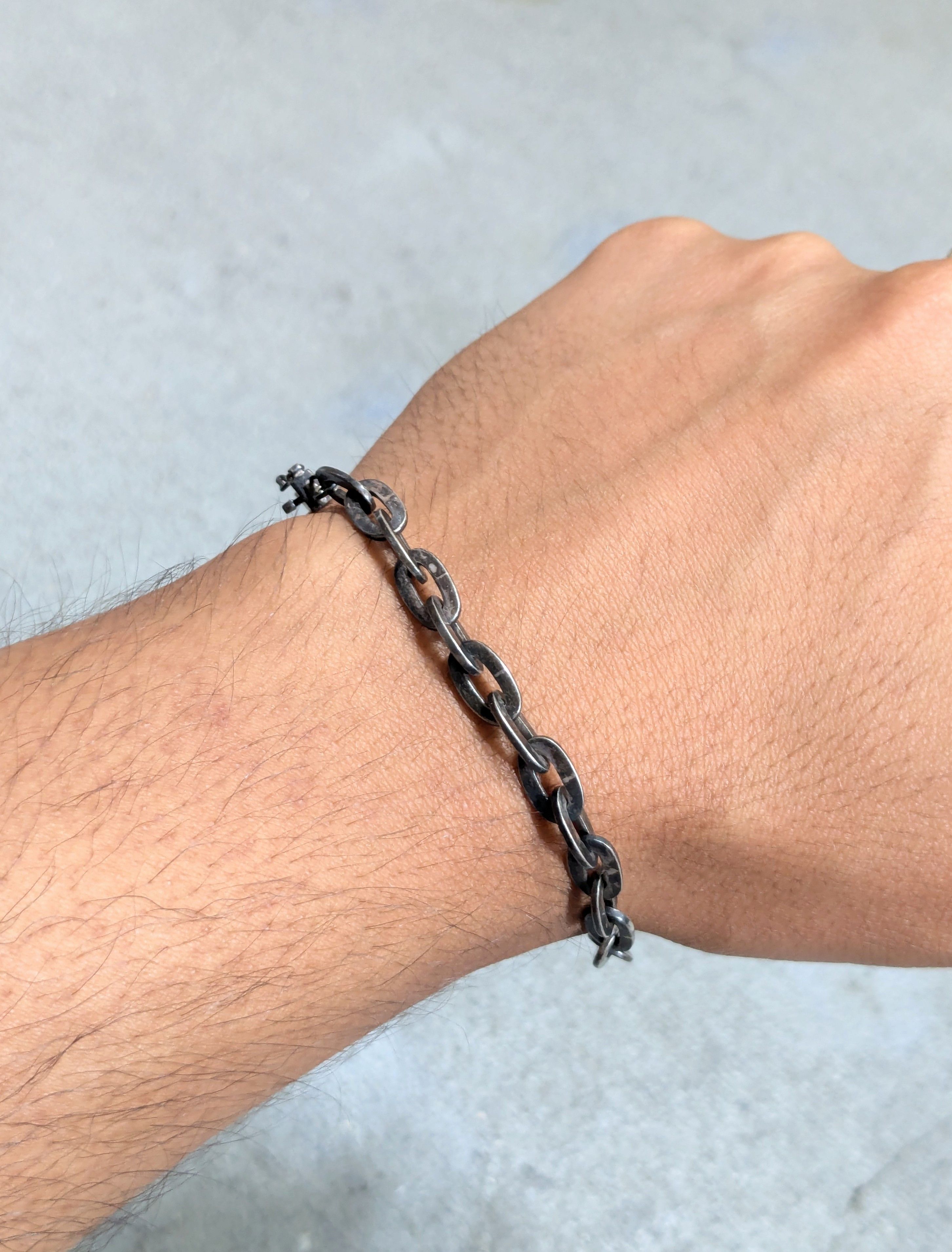 Jewelry Vintage Sterling Silver Bracelet Oval 7" Chain Link Size ONE SIZE - 11 Thumbnail