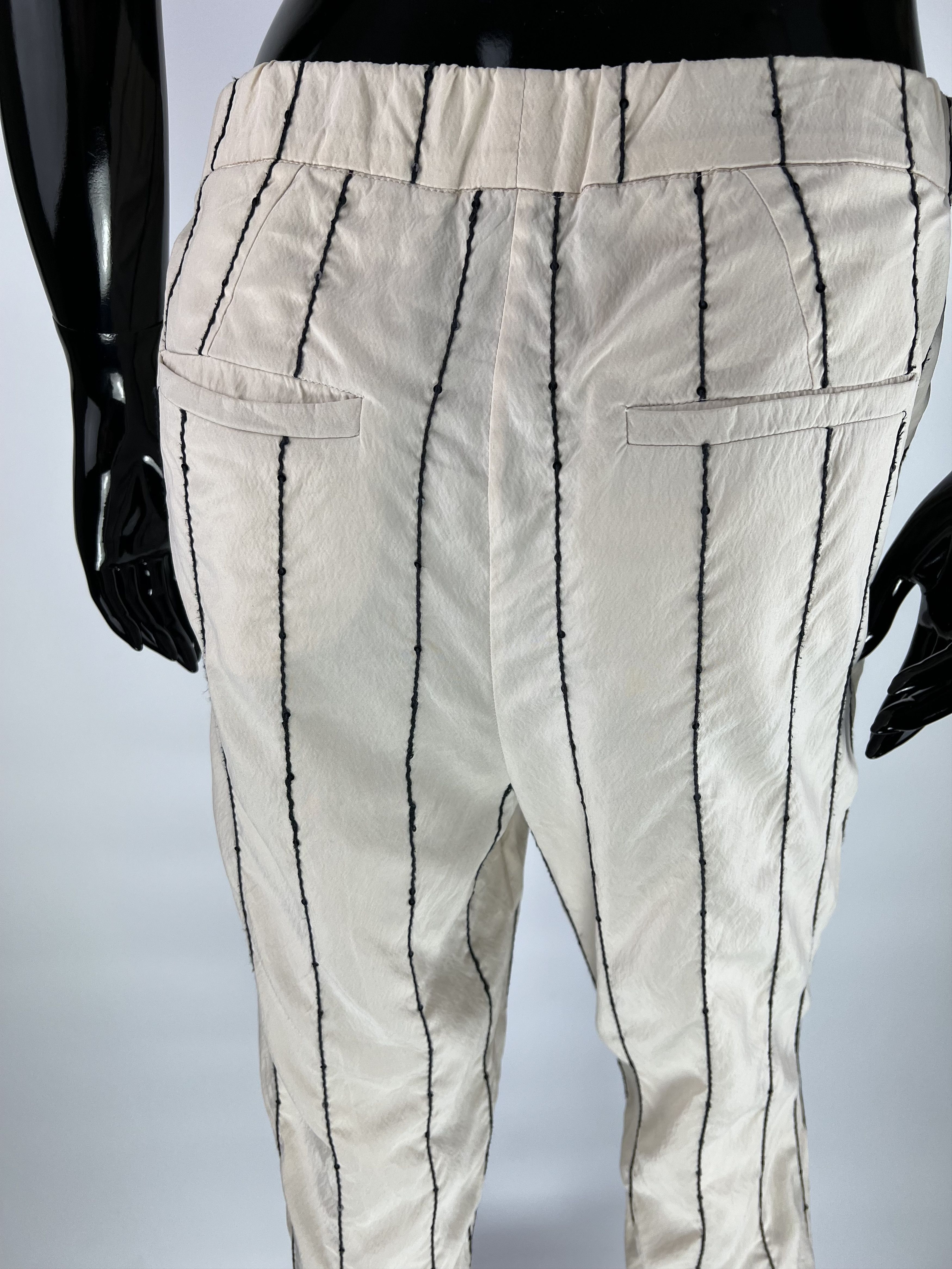 Brunello Cucinelli Brunello Cucinelli Womens Striped Sequin Silk Pants IT44 Size 30" / US 8 / IT 44 - 4 Thumbnail