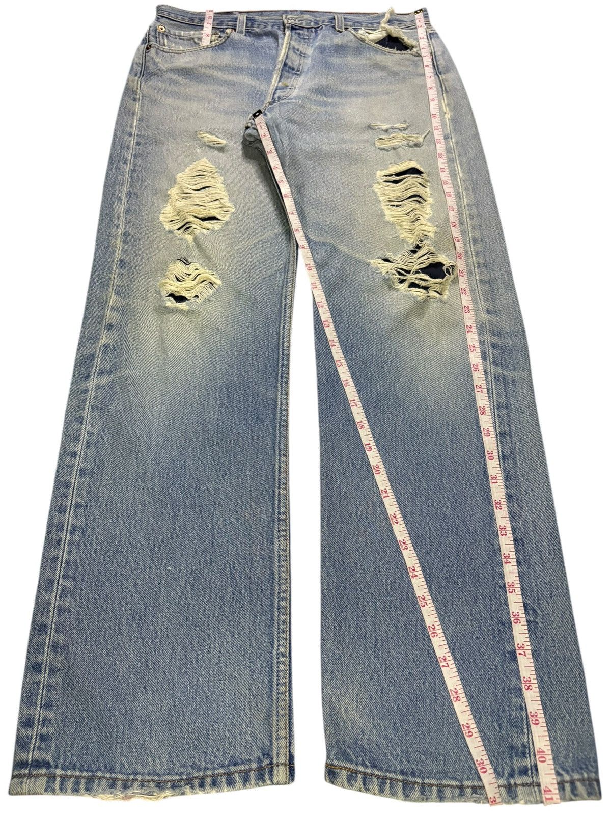 LVC × Levi's × Levi's Vintage Clothing Vintage 90s Levis 501 Mud Wash Distressed Patches Loose Jean Size US 33 - 11 Thumbnail
