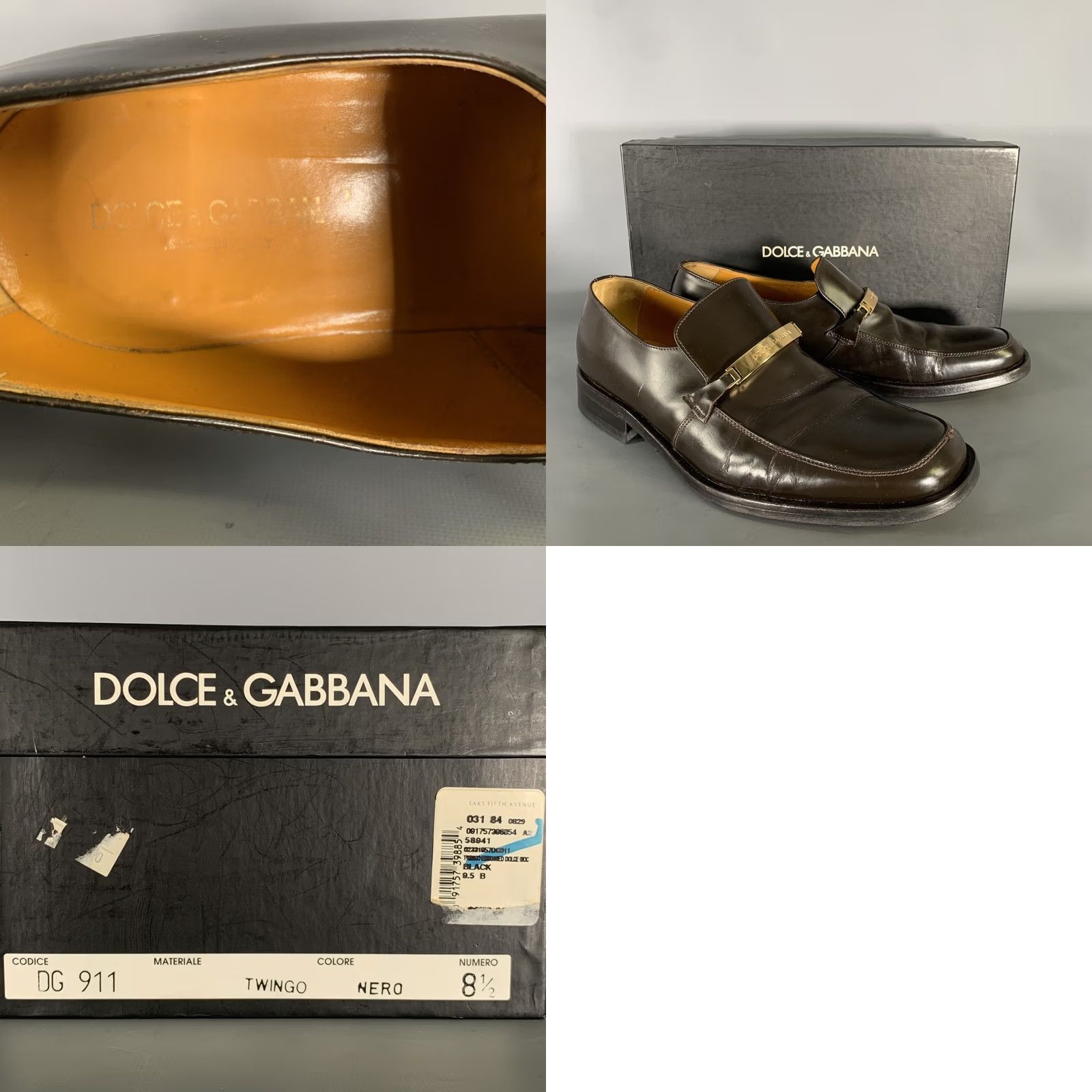 Dolce & Gabbana DOLCE & GABBANA Brown Gold Leather Loafers Size 9 Men's Size US 9 / EU 42 - 8 Thumbnail