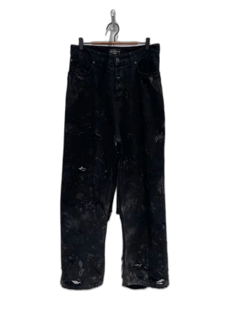 Balenciaga Balenciaga Distressed Black Denim Pants Size US 26 / EU 42 - 1 Thumbnail