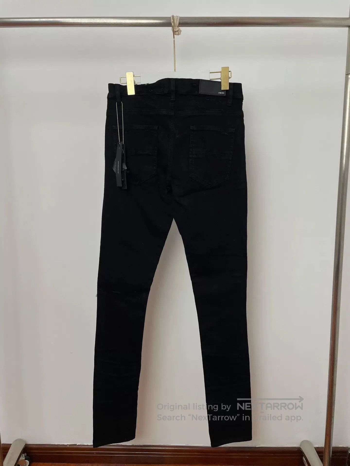 Amiri Amiri Black Distressed Leather Patch Straight. Size US 31 - 2 Thumbnail