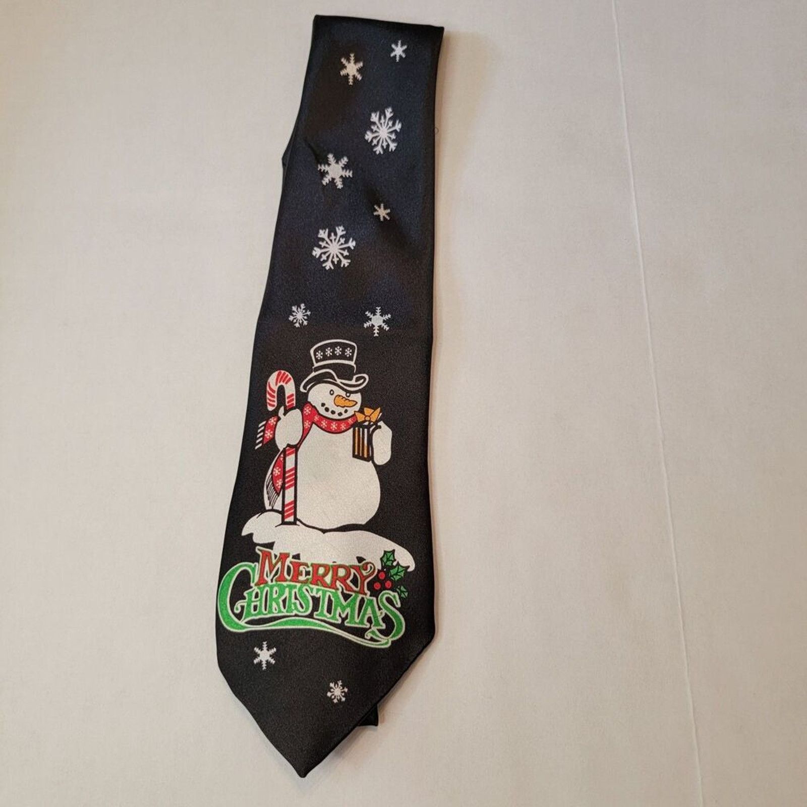 Other Funtyme- Christmas Tie- Merry Christmas Snowman- Black Size ONE SIZE - 2 Thumbnail