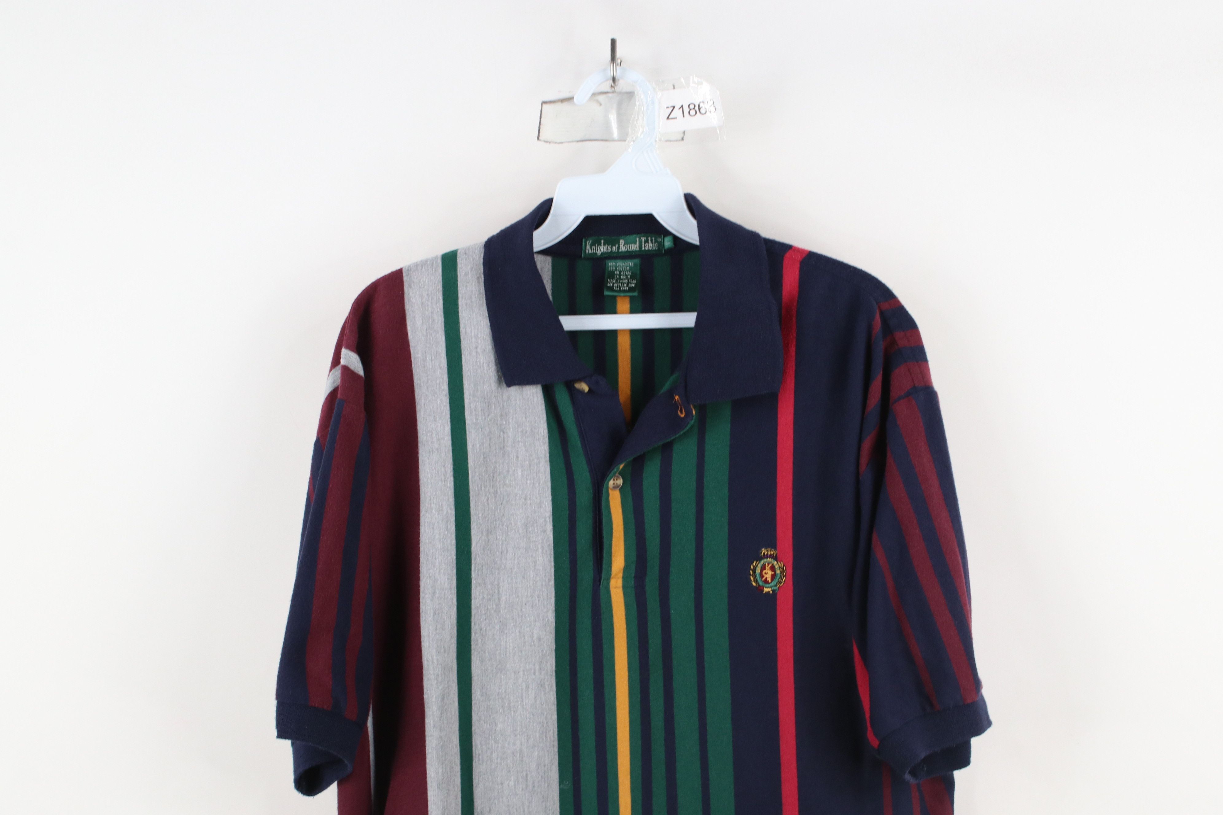 Vintage Vintage 90s Streetwear Rainbow Striped Knit Golf Polo Shirt Size US L / EU 52-54 / 3 - 2 Thumbnail