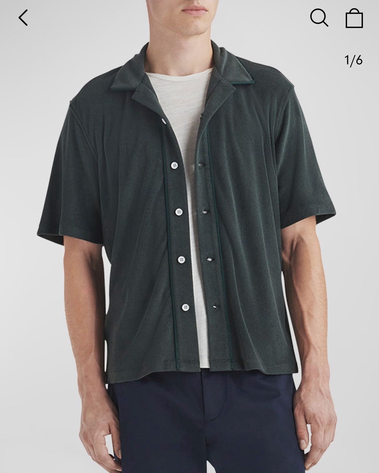 Rag & Bone RAG & BONE Men's Avery Toweling Camp Shirt $225 RETAIL Size US L / EU 52-54 / 3 - 1 Thumbnail