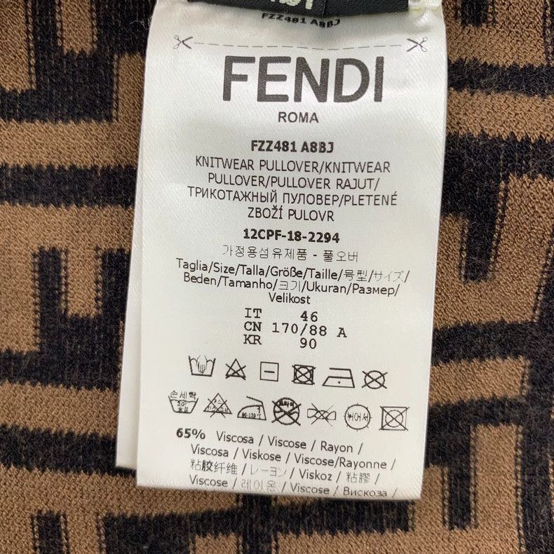 Fendi Fendi Brown Logo Pattern Long Sleeve Knit Sweater Size US S / EU 44-46 / 1 - 7 Thumbnail