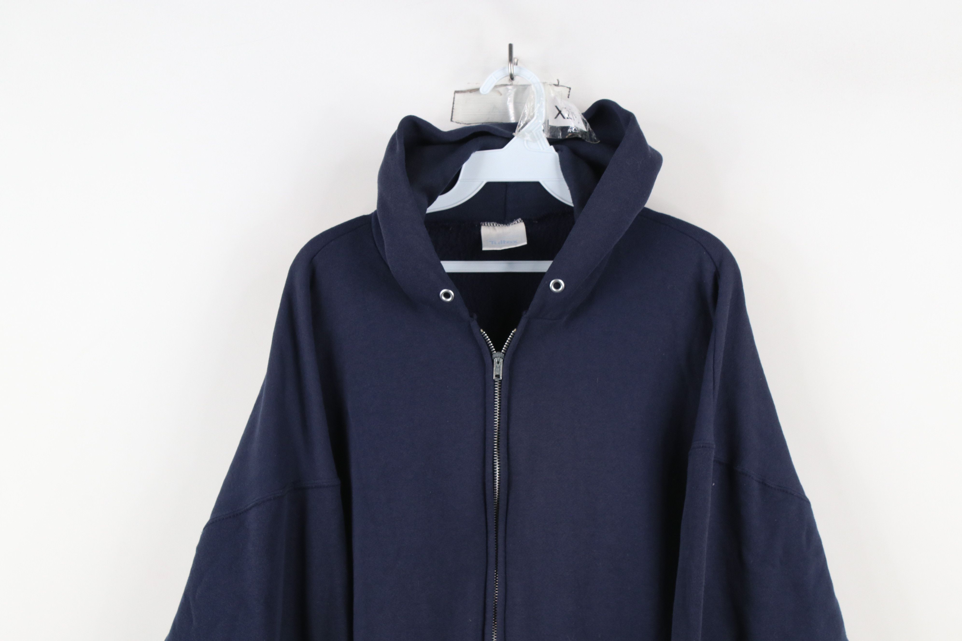 Vintage Vintage 90s Streetwear Blank Full Zip Hoodie Sweatshirt USA Size US XXL / EU 58 / 5 - 2 Thumbnail