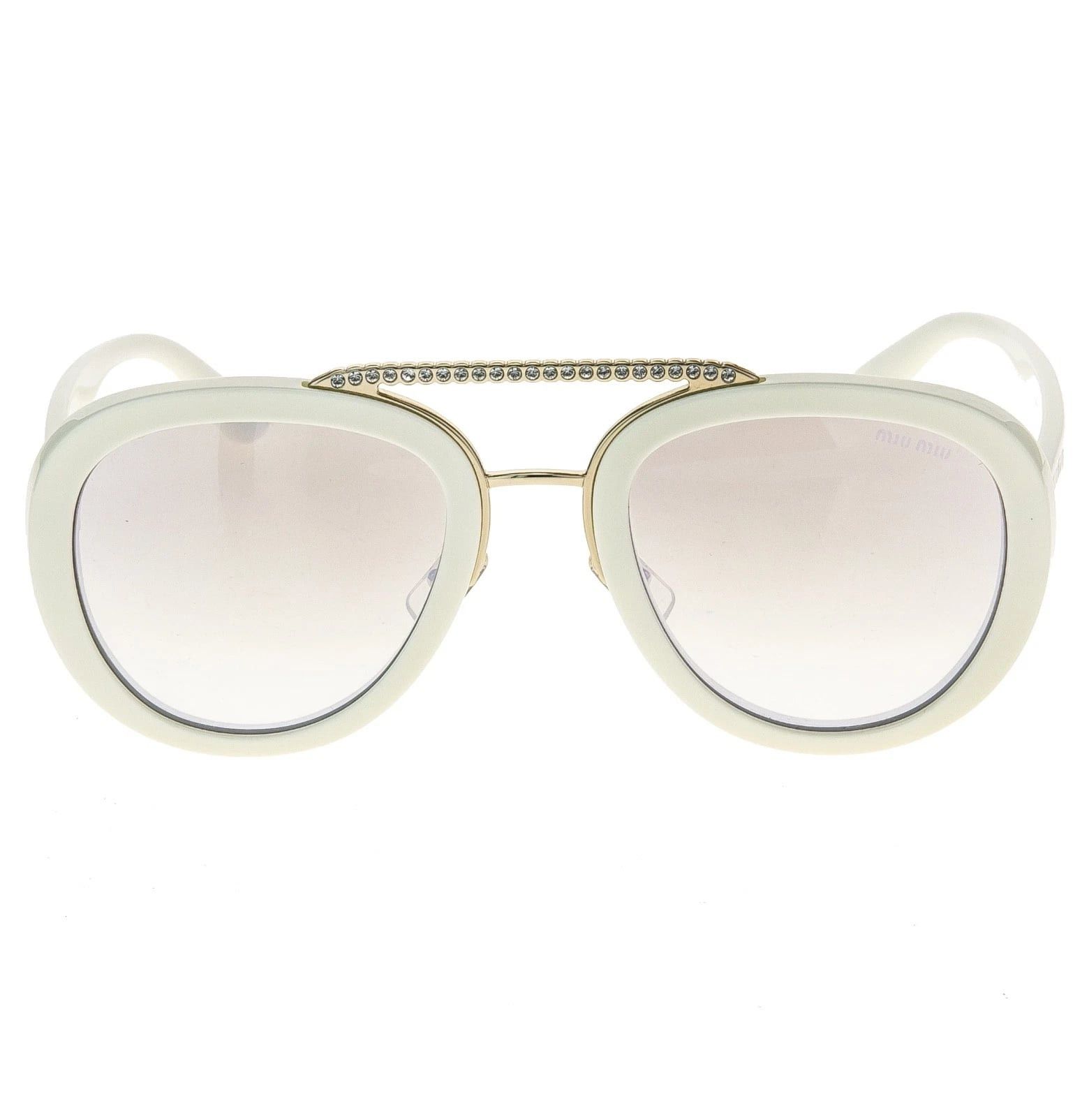 Miu Miu MIU MIU MU05VS COLLECTION 05V White Silver Aviator Sunglass Size ONE SIZE - 9 Thumbnail